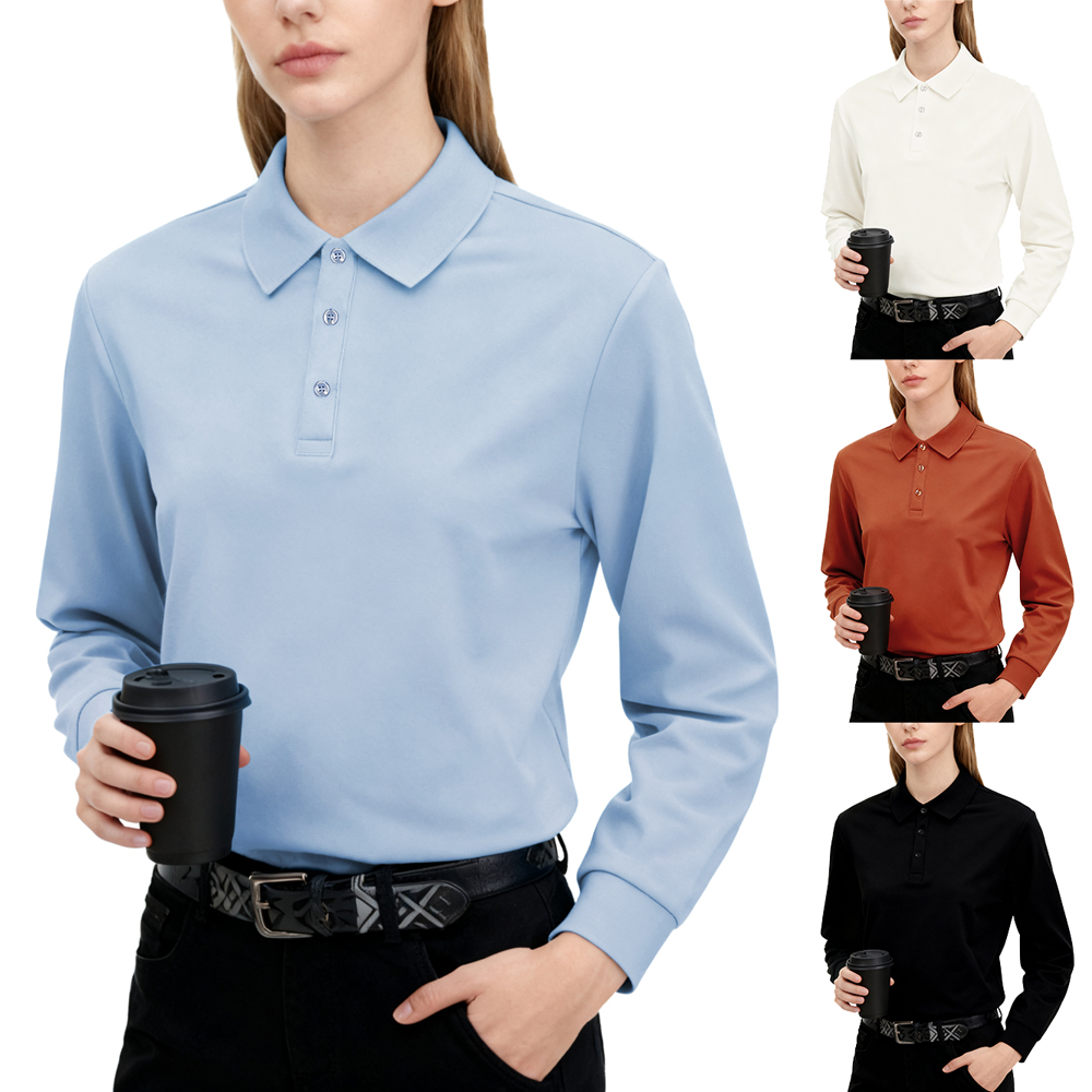 Golf Equipment For Women - Solid Polo Shirts Womens Long Sleeves