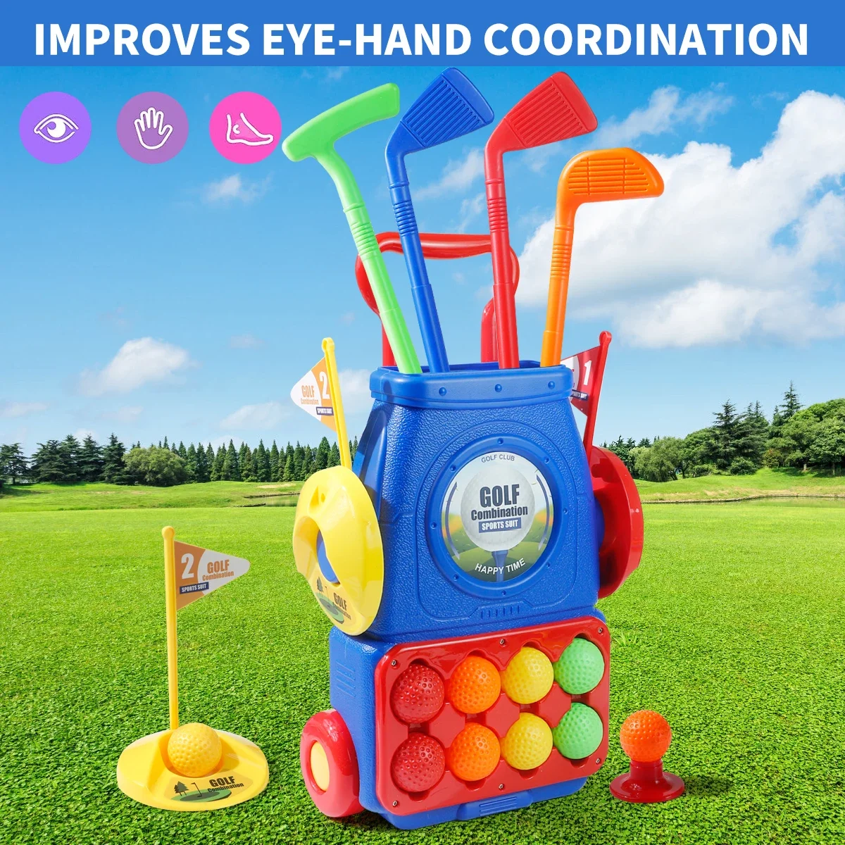 Upgraded Kids Golf Cart Toy wi - Golf Equipment For Kids avaliação e preço