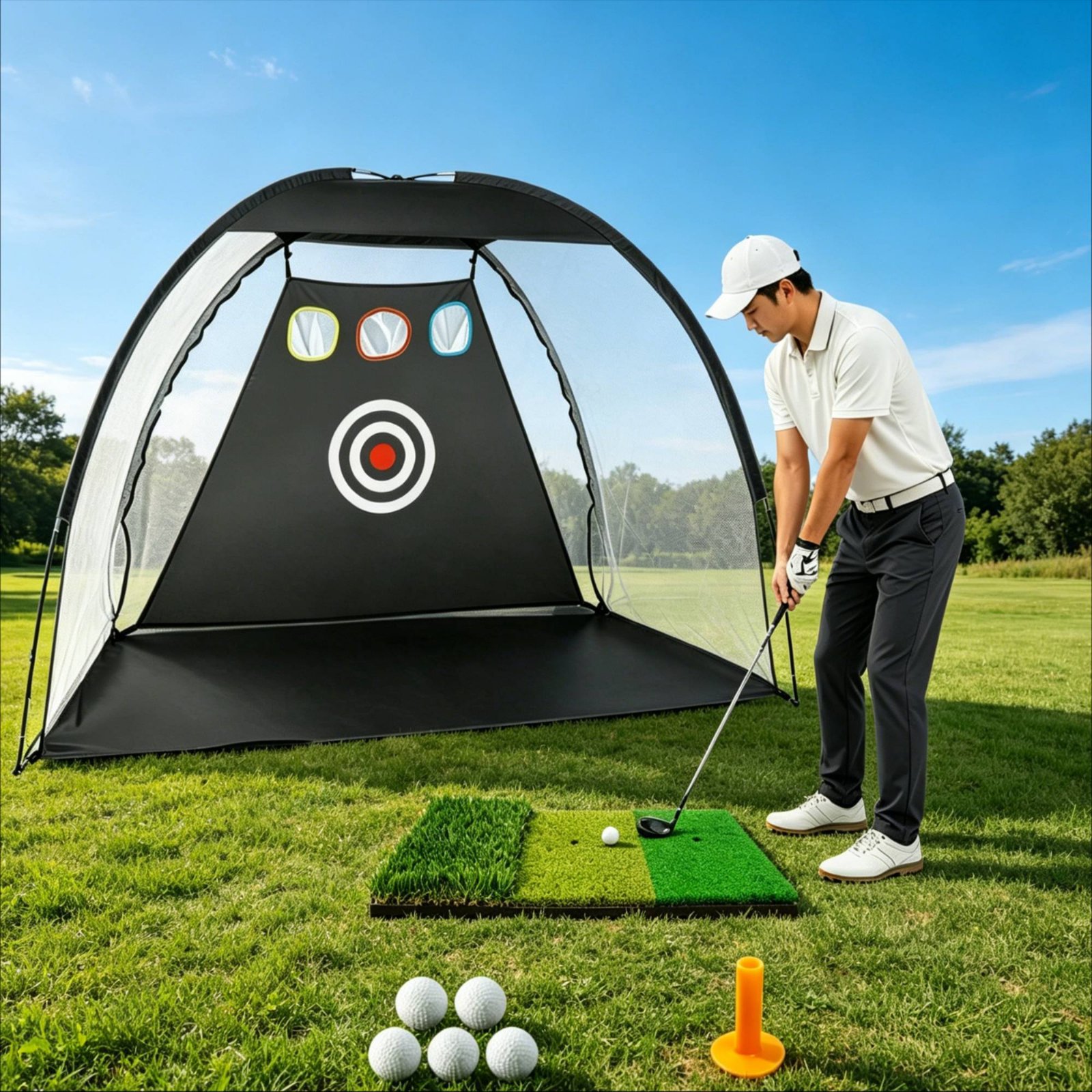 Golf Hitting Net Portable Golf - Golf Equipment Beginners avaliação e preço